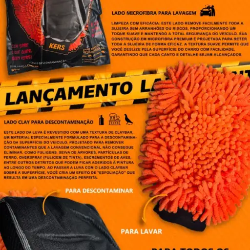 Luva Dupla Face Claybar e Microfibra - Kers
